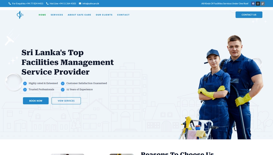 Healthcare website developed for Safe Care (PVT) Ltd